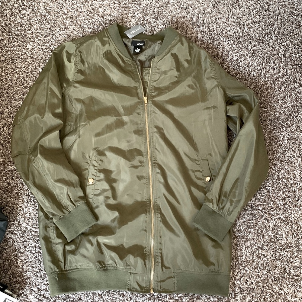 Love Green Long Bomber Jacket